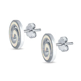 Spiral Stud Earrings Created Opal 925 Sterling Silver (13mm)