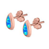 Pear Solitaire Stud Earrings Created Opal 925 Sterling Silver (10mm)