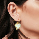 Heart Drop Dangle Earrings Created Opal 925 Sterling Silver (19mm)