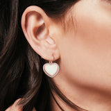 Drop Dangle Halo Heart Earrings Created Opal 925 Sterling Silver(15mm)