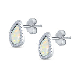 Halo Stud Earrings Created Opal 925 Sterling Silver (12mm)