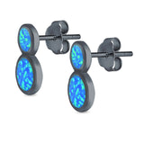 Fashion Ball Design Stud Earrings Created Opal 925 Sterling Silver (14mm)