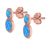 Fashion Ball Design Stud Earrings Created Opal 925 Sterling Silver (14mm)