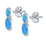 Fashion Ball Design Stud Earrings Created Opal 925 Sterling Silver (14mm)