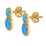 Fashion Ball Design Stud Earrings Created Opal 925 Sterling Silver (14mm)