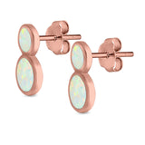 Fashion Ball Design Stud Earrings Created Opal 925 Sterling Silver (14mm)