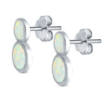 Fashion Ball Design Stud Earrings Created Opal 925 Sterling Silver (14mm)