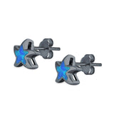 Starfish Stud Earrings Created Opal 925 Sterling Silver (9mm)