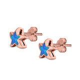 Starfish Stud Earrings Created Opal 925 Sterling Silver (9mm)