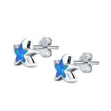 Starfish Stud Earrings Created Opal 925 Sterling Silver (9mm)