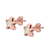 Starfish Stud Earrings Created Opal 925 Sterling Silver (9mm)