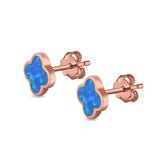 Flower Stud Earrings Lab Created Opal 925 Sterling Silver