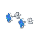 Flower Stud Earrings Lab Created Opal 925 Sterling Silver