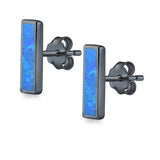 Bar Stud Earrings Created Opal 925 Sterling Silver