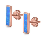 Bar Stud Earrings Created Opal 925 Sterling Silver