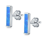 Bar Stud Earrings Created Opal 925 Sterling Silver