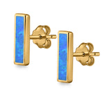 Bar Stud Earrings Created Opal 925 Sterling Silver