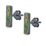 Bar Stud Earrings Created Opal 925 Sterling Silver