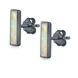 Bar Stud Earrings Created Opal 925 Sterling Silver