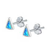 Triangle Stud Earrings Lab Created Opal 925 Sterling Silver (5mm)