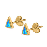 Triangle Stud Earrings Lab Created Opal 925 Sterling Silver (5mm)