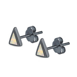 Triangle Stud Earrings Lab Created Opal 925 Sterling Silver (5mm)