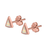 Triangle Stud Earrings Lab Created Opal 925 Sterling Silver (5mm)