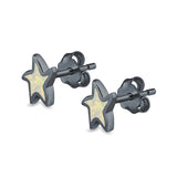 Star Stud Earrings Lab Created Opal 925 Sterling Silver (6mm)