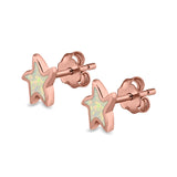 Star Stud Earrings Lab Created Opal 925 Sterling Silver (6mm)