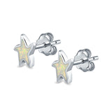 Star Stud Earrings Lab Created Opal 925 Sterling Silver (6mm)