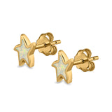 Star Stud Earrings Lab Created Opal 925 Sterling Silver (6mm)