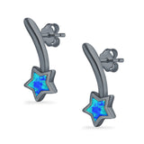 Shooting Star Stud Earrings Created Opal 925 Sterling Silver (13mm)