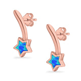 Shooting Star Stud Earrings Created Opal 925 Sterling Silver (13mm)