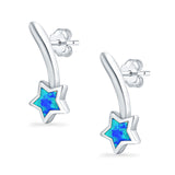 Shooting Star Stud Earrings Created Opal 925 Sterling Silver (13mm)