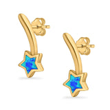 Shooting Star Stud Earrings Created Opal 925 Sterling Silver (13mm)