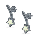 Shooting Star Stud Earrings Created Opal 925 Sterling Silver (13mm)