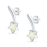 Shooting Star Stud Earrings Created Opal 925 Sterling Silver (13mm)