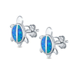 Turtle Stud Earrings Lab Created Opal 925 Sterling Silver (12mm)