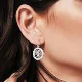 Tree of Life Drop Dangle Earrings Lab Created Opal 925 Sterling Silver (23mm)