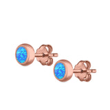 Round Stud Earrings Lab Created Opal 925 Sterling Silver (5.5mm)