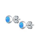 Round Stud Earrings Lab Created Opal 925 Sterling Silver (5.5mm)