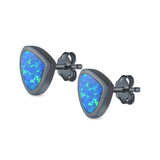 Pear Stud Earrings Lab Created Opal 925 Sterling Silver (7mm)