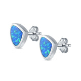 Pear Stud Earrings Lab Created Opal 925 Sterling Silver (7mm)