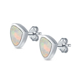 Pear Stud Earrings Lab Created Opal 925 Sterling Silver (7mm)