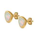 Pear Stud Earrings Lab Created Opal 925 Sterling Silver (7mm)