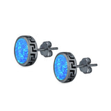 Oval Stud Earrings Lab Created Opal 925 Sterling Silver (11mm)