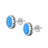 Oval Stud Earrings Lab Created Opal 925 Sterling Silver (11mm)