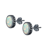 Oval Stud Earrings Lab Created Opal 925 Sterling Silver (11mm)