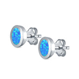 Oval Stud Earrings Lab Created Opal 925 Sterling Silver (6mm)