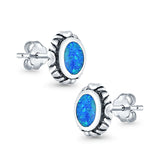 Oval Stud Earrings Created Opal 925 Sterling Silver (10mm)